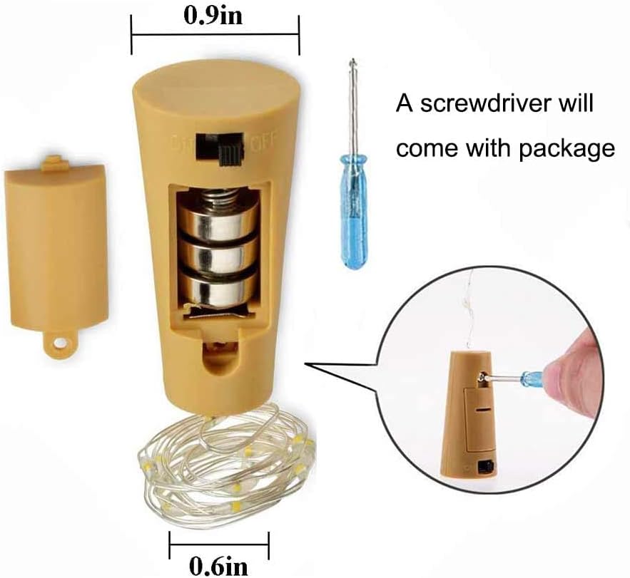 10 Pack Bottle Cork Lights 10 LED Wine Bottle Battery Powered Lights Copper Wire Fairy String Light for Christmas Halloween Wedding Birthday Party DIY Home Decor (10 Colors)