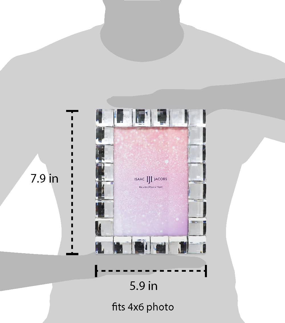 Isaac Jacobs Decorative Sparkling Jewel Picture Frame, Photo Display & Home Décor (4x6, Clear)