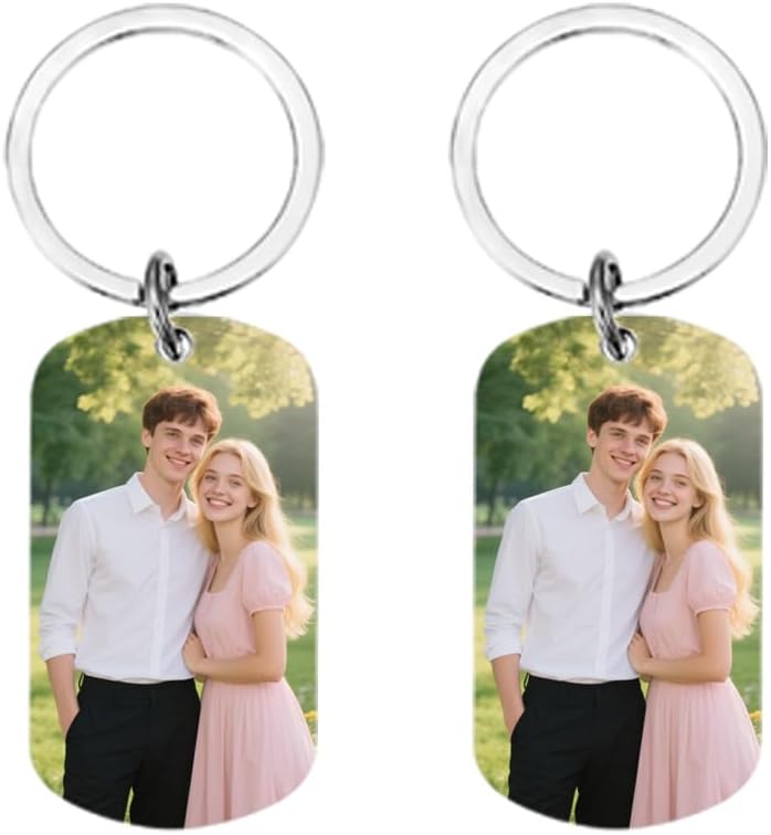 Personalised Keyring with Custom Photo & Text - Gift for Mum, Dad, Him, Her, Grandparents, Family