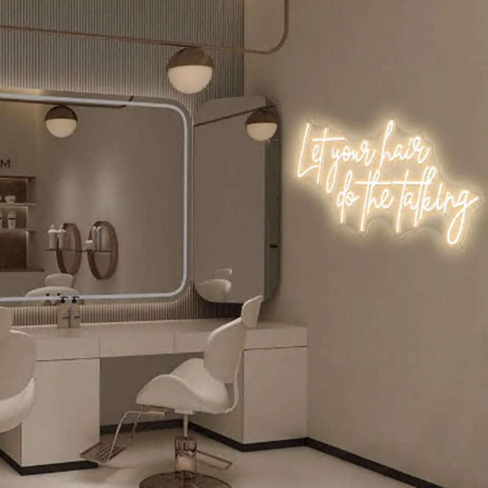 Let your hair do the Talking Neon Sign, Hair Salon Neon Beauty Room Decor, Beauty Salon Wall Sign Size:20 x 11inches