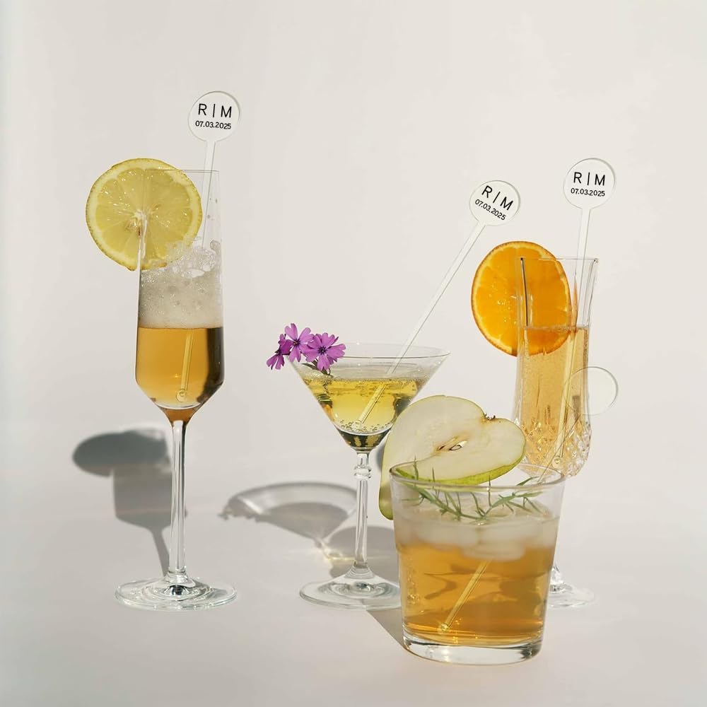 Personalized Wedding Drink Stirrers, Custom Anniversary Stir Swizzle Sticks, Cocktail Bar Last Name Wedding Decorations, Customized Cocktail Stirrers 2