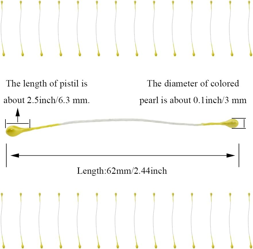 HAHIYO 700Pcs 3mm Yellow Pearl Straight-head Artificial Floral Pistil for Making & Decoration