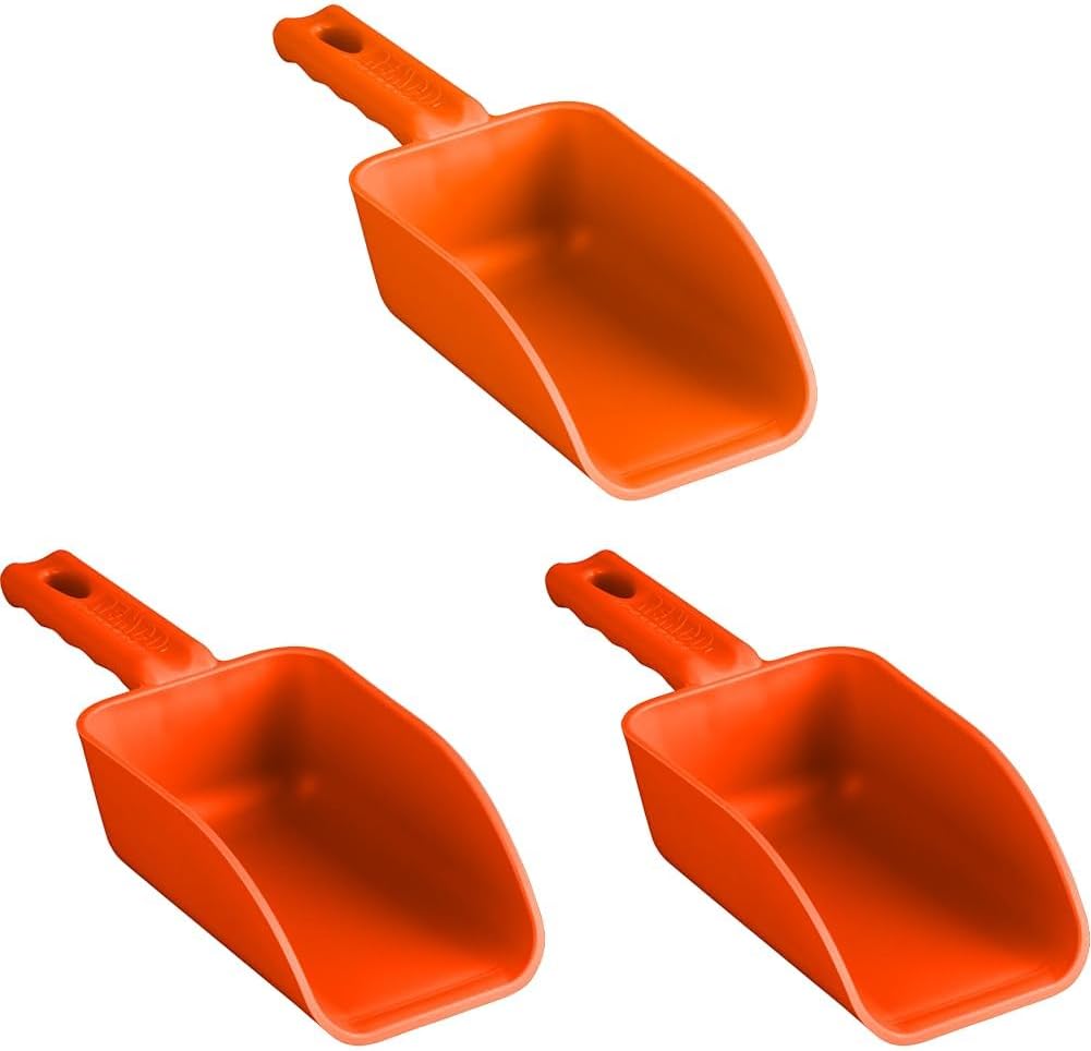 Vikan Remco 63007 Color-Coded Plastic Hand Scoop - BPA-Free Food-Safe Kitchen Utensils, Restaurant and Food Service Supplies, 16 oz, Orange (Pack of 3)