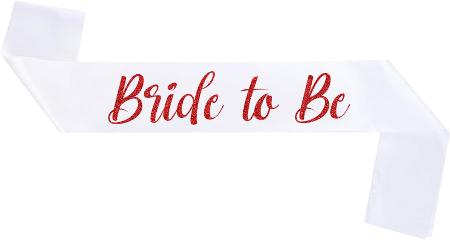 Bride to Be Sash, Bride Sash Bachelorette Party Bridal Shower Sashes Bachelor Decorations Just Married Gift Engaged Decor Accessories,White Red