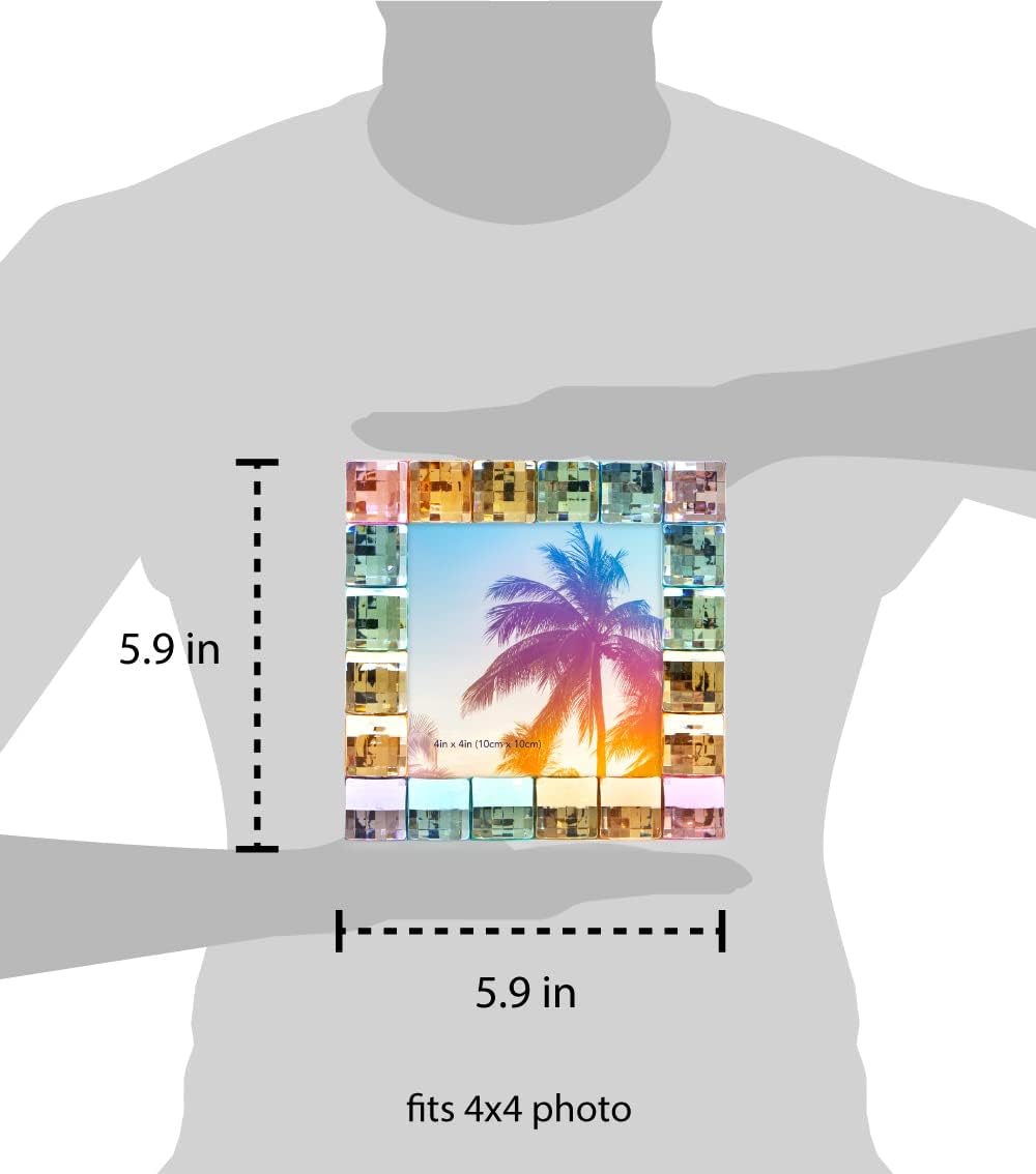 Isaac Jacobs Decorative Sparkling Jewel Picture Frame, Photo Display & Home Décor (4x4, Rainbow)