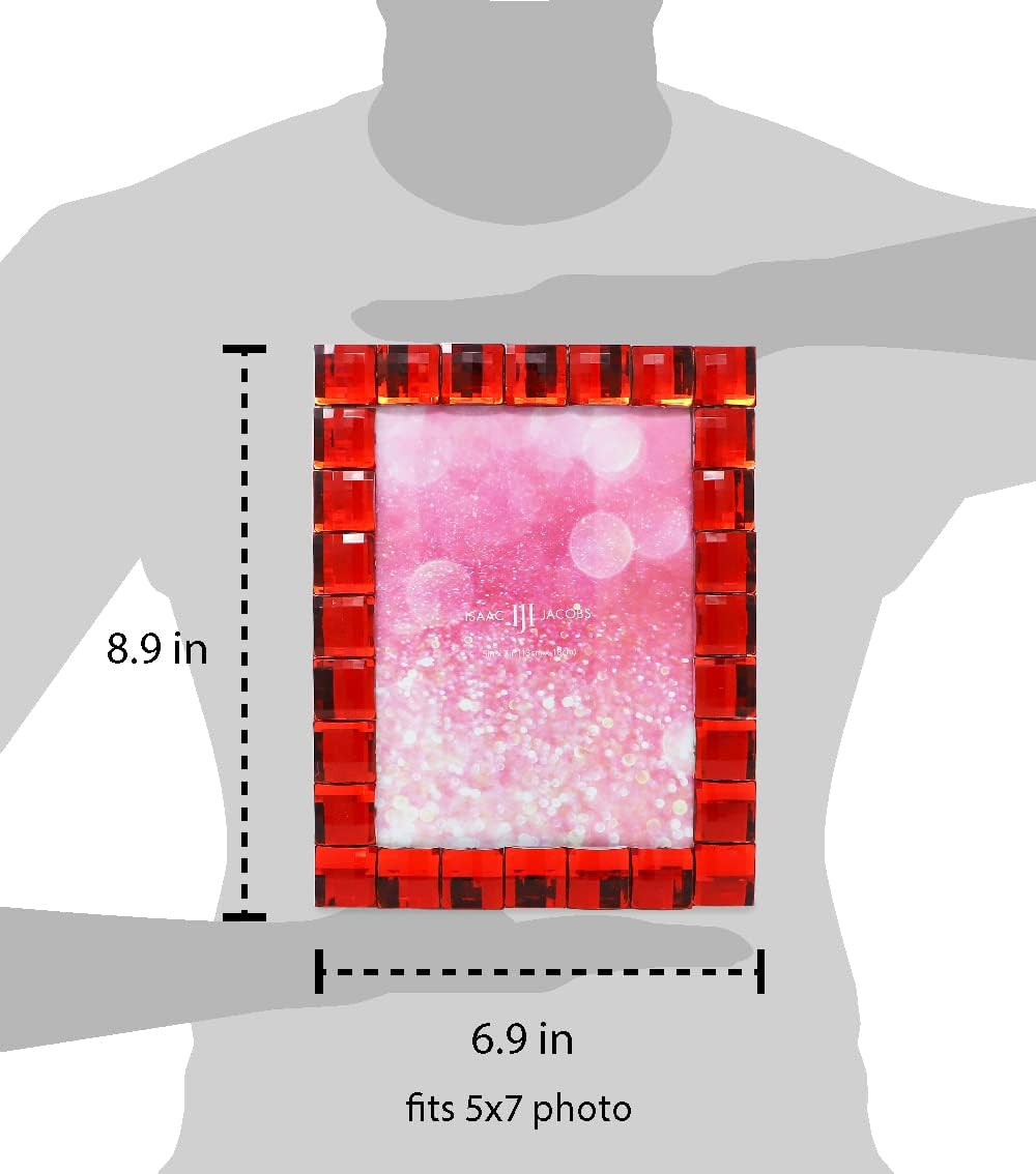 Isaac Jacobs Decorative Sparkling Red Jewel Picture Frame, Photo Display & Home Décor (5x7, Red)