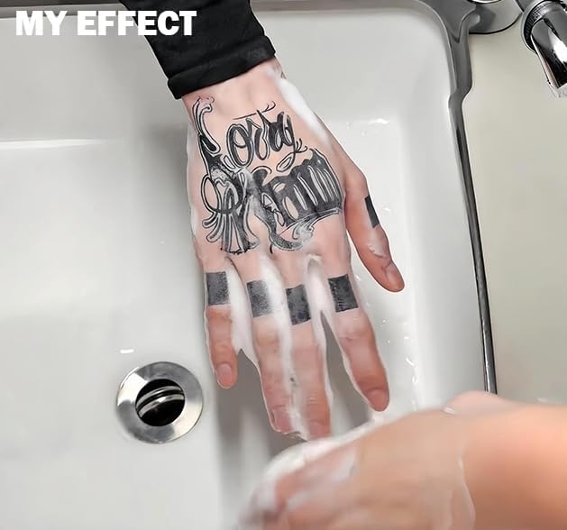 INKARTLINK Tattoo Tech, 2 Sheets Medium Semi Permanent Tattoo, Temporary Tattoos, Last 1-2 Weeks, Waterproof, Realistic Look, No Adhesive, No Reflection （Flower INK Design)