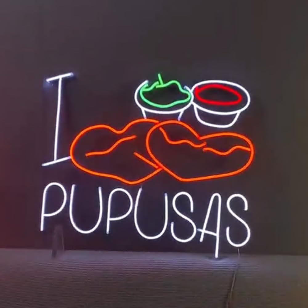 I Love Pupusas Neon Sign, Salvadoran Pupusas Led Sign, Custom Neon Sign, Pupusas Store Wall Decor, Pupusas Lover Gifts, Pupusa Neon Light Size:23inch