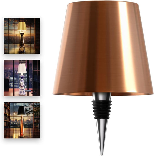 Wireless Bottle Lamp for Any Type of Bottle - LED Bottle Lamp for Indoor & Outdoor, 100% Waterproof, Adjustable Brightness and Light Temperature 3000-6000K, Wireless & Rechargeable (Rose Gold)