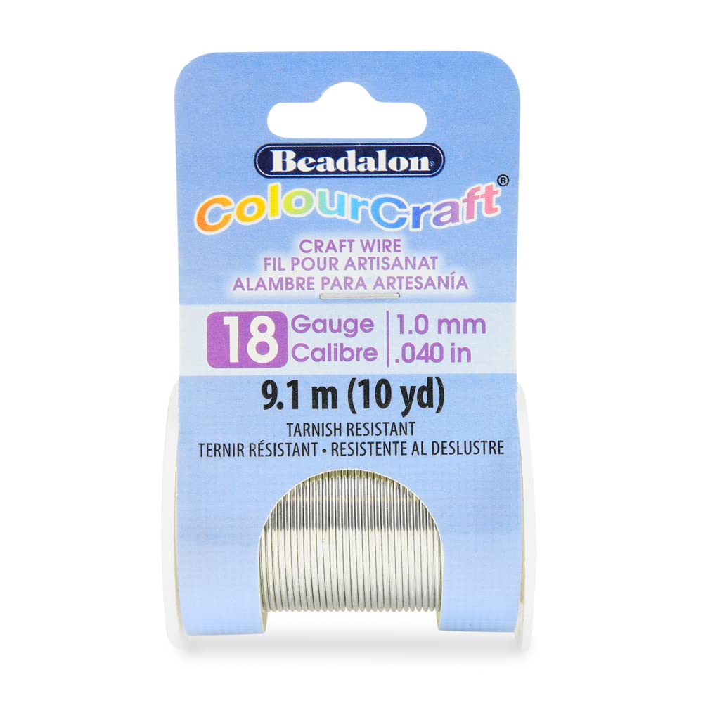 Beadalon ColourCraft Wire, 18 Gauge, Silver Color, 10 yd Spool