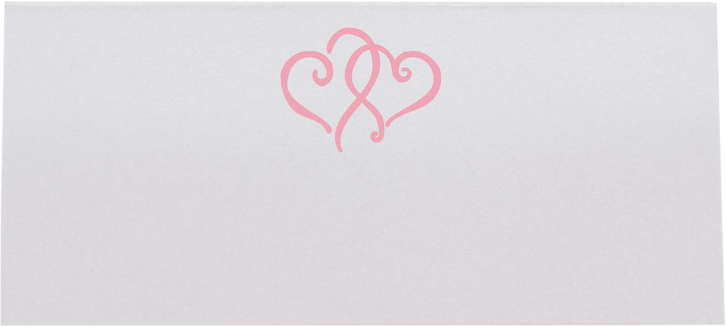 Linked Hearts Place Cards, Pink (Choose Color), Set of 150, Pre-cut and Scored - Wedding, Party, Dinner, and Special Events - Made in the USA