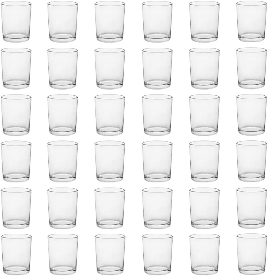 Clear Mercury Glass Tea Light Holders Set of 36 - Elegant Votive Candle Holders for Weddings, Showers and Home Decor - Perfect for Table Centerpieces and Parties (Glass, Clear)
