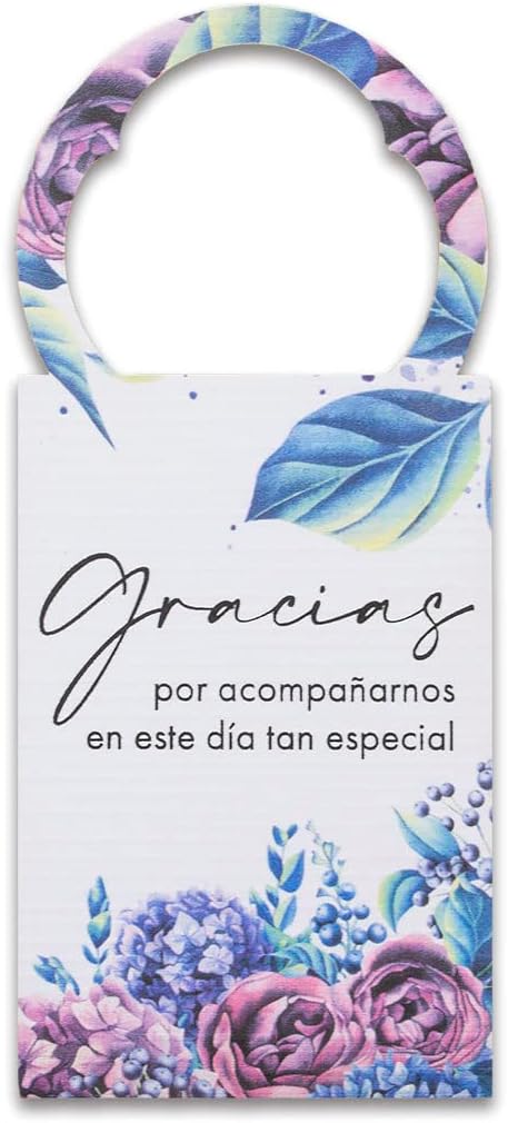 Summer-Ray 50pcs Gracias Mini Champagne Mini Wine Bottle Weding Party Favors Tags (White)