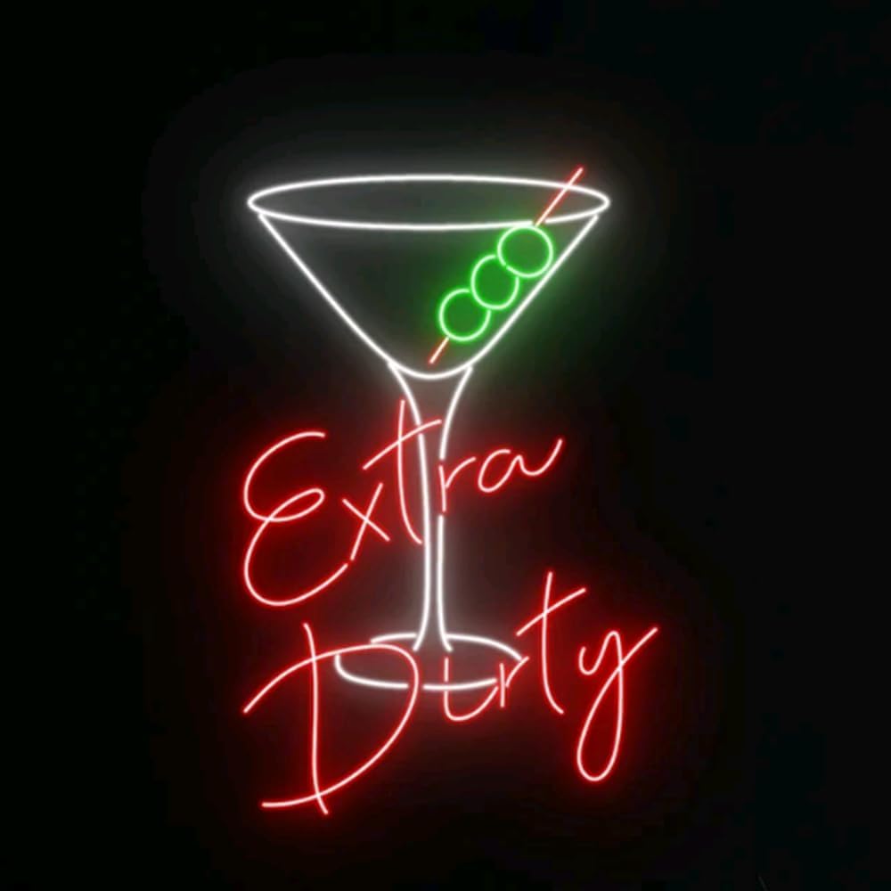 Extra Dirty Martini Led Sign, Extra Dirty Martini Neon Light, Martini Cocktail Neon Sign, Drink Club Led Light, Wine Bar Pub Room Wall Decor Size:20inches