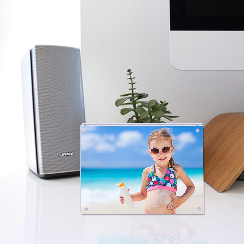 Acrylic 8 X 10 Photo Frame Clear Floating Double Sided Magnetic Picture Certificate Document Magnetic Photo Frame for Tabletop Display with Frame Stand and Gift Box (Free Soft Microfiber)