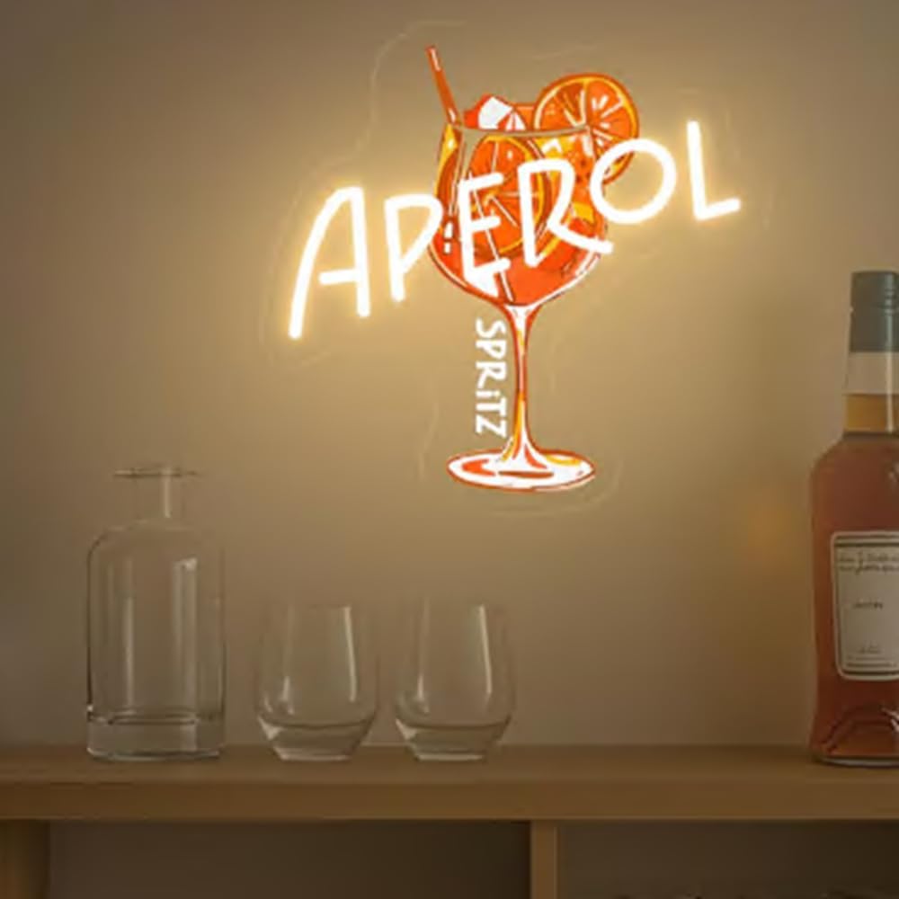 Aperol Spritz Cocktail Neon Sign, Cocktail Room Wall Decor,Aperol Spritz, Cocktail Aperol Spritz Neon Light,Spritz Lover Gifts,Neon Bar Sign Size:20x19inches