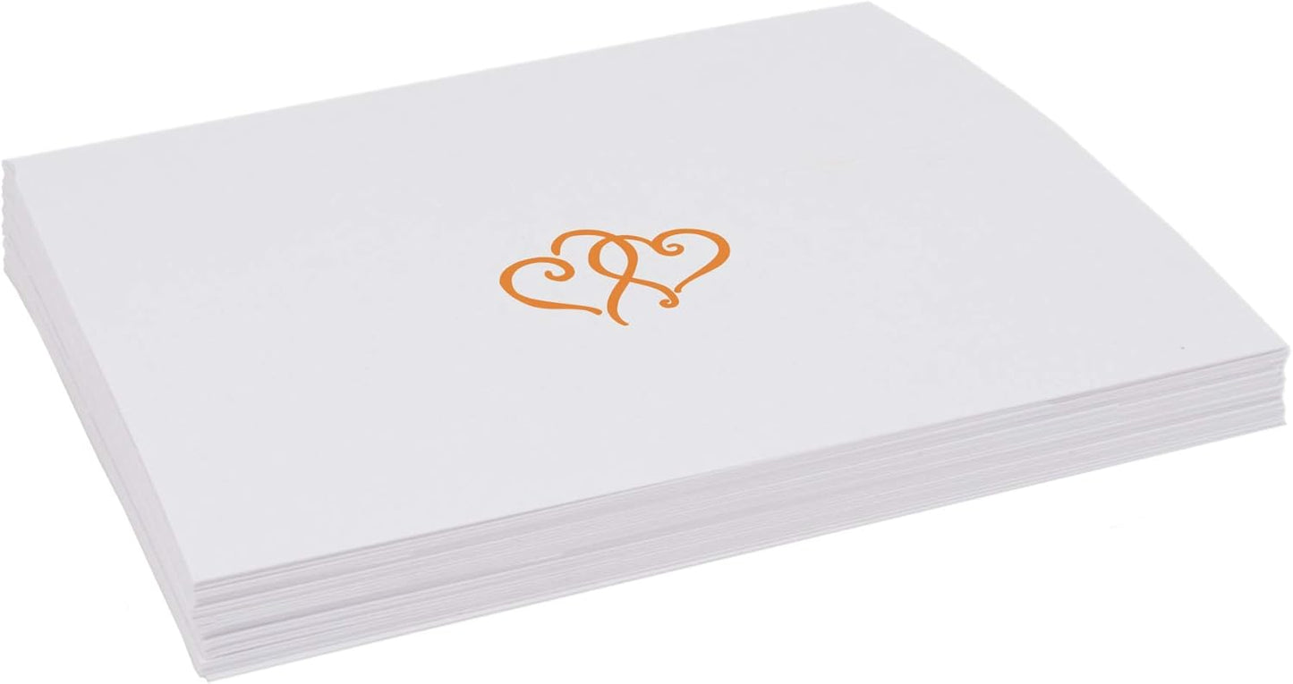 Linked Hearts Place Cards, Orange (Choose Color), Set of 25, Pre-cut and Scored - Wedding, Party, Dinner, and Special Events - Made in the USA