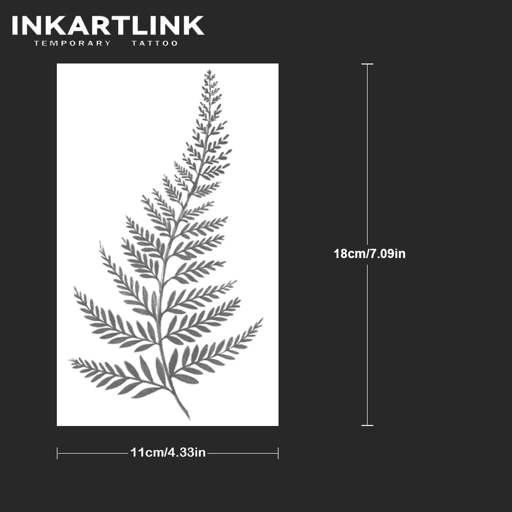 INKARTLINK Tattoo Tech, 2 Sheets Extra Large Semi Permanent Tattoo, Adult Art Design Temporary Tattoos, Lasts 1-2 Weeks, Waterproof, Realistic Look, No Adhesive, No Reflection (Flower) Big Leaves