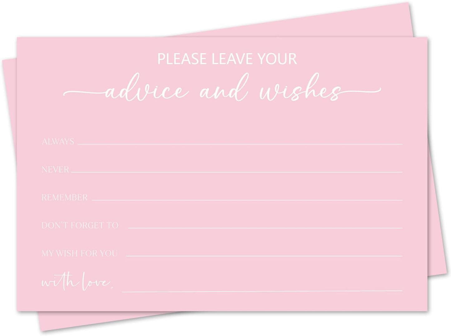 Pink Advice and Wishes Card, Advice Cards for The Bride and Groom, Bridal Shower,Wedding or Baby Shower, Birthday, Graduation, Retirement, Guestbook - 25 Cards -08