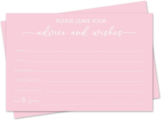 Pink Advice and Wishes Card, Advice Cards for The Bride and Groom, Bridal Shower,Wedding or Baby Shower, Birthday, Graduation, Retirement, Guestbook - 25 Cards -08