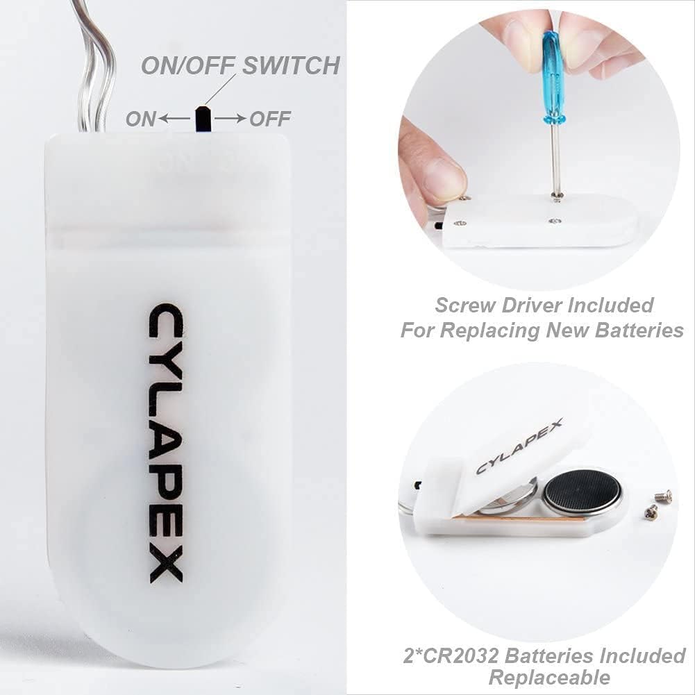 CYLAPEX 16 Pack Multicolor Fairy Lights, Battery Operated String Lights Micro LED Starry String Lights on 3.3ft/1m Silvery Copper Wire for Christmas Decoration Costume Wedding Party Decor