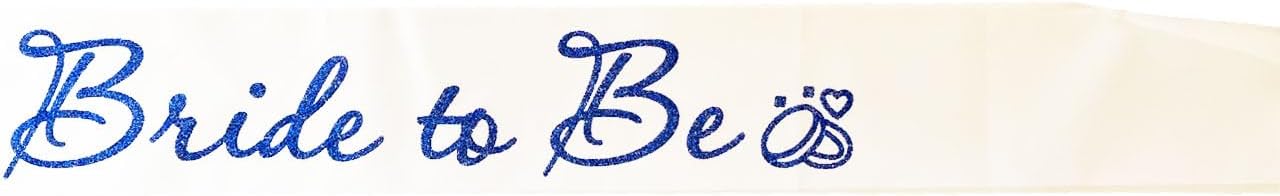White Bride to Be Sash for Bridal Shower Bachelorette Party Wedding Hen Party Decorations Engagement Gifts Favors Miss to Mrs Sash with Glitter Letter Blue