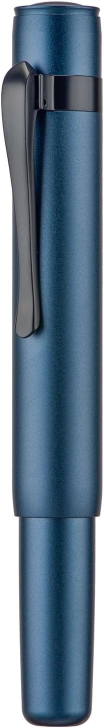Hongdian M2 Black Forest Mini Fountain Pen, Bent Nib & Sleek Shape Aluminium Short Pocket Travel Pen (Midnight Blue)