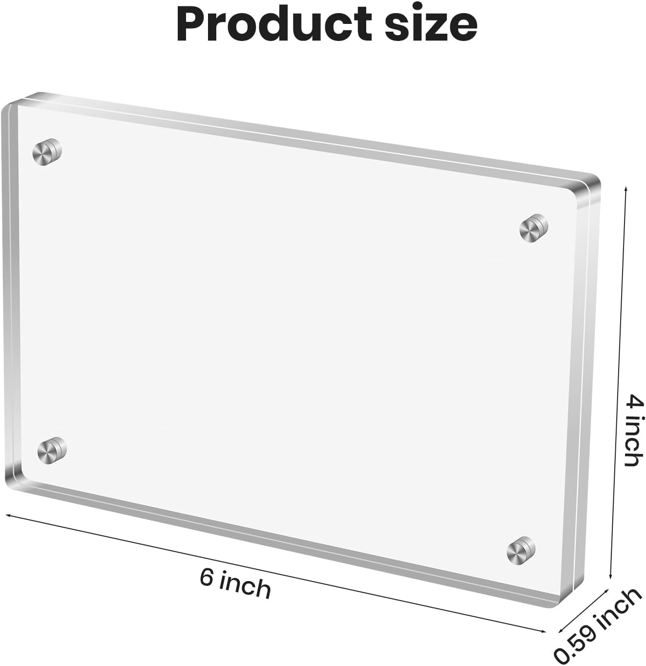 Acrylic Magnetic Photo Frame, 4x6 Inch Double-sided Magnetic Photo Frame, Tabletop Frameless Postcard Display (3-Pack)