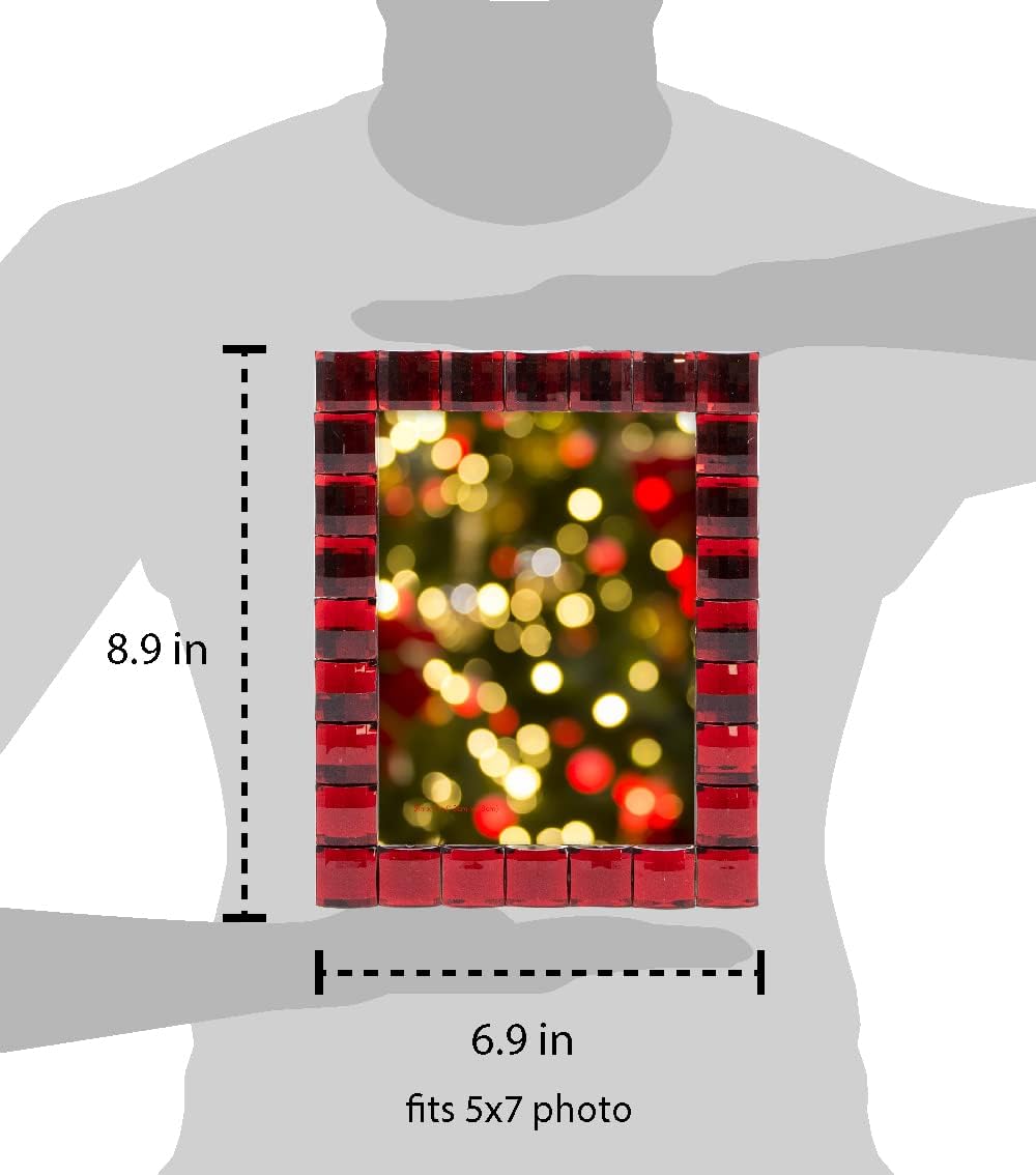 Isaac Jacobs Decorative Sparkling Jewel Picture Frame, Photo Display & Home Décor (5x7, Dark Red)