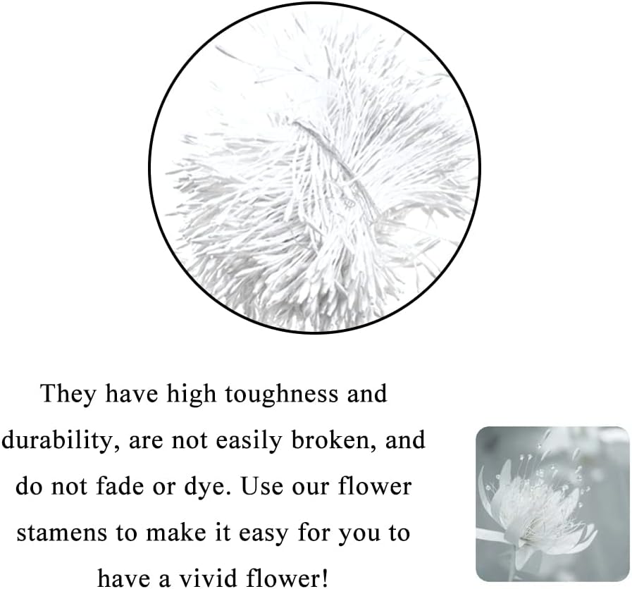 HAHIYO 1000Pcs 1mm White Pearl Double Head Flower Pistil for Flower Making Scrapbook Decoration - Mini Handmade Artificial Pistil Pearlized Floral Stamen Pollen