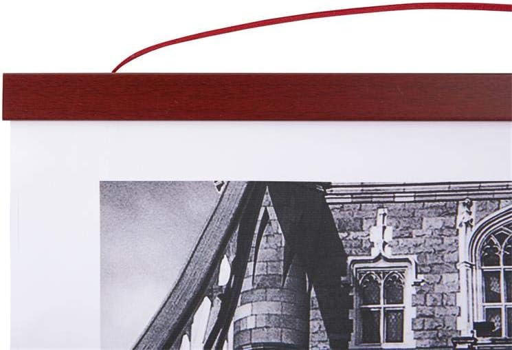 Magnetic Poster Hanger, 17x24 17x11 17x22 Poster Frame Wood Wooden Magnet Print Posters Dowel Scroll Hanger Hangers Hanging Kit for Walls Map Canvas Artwork (Mahogany, 17")