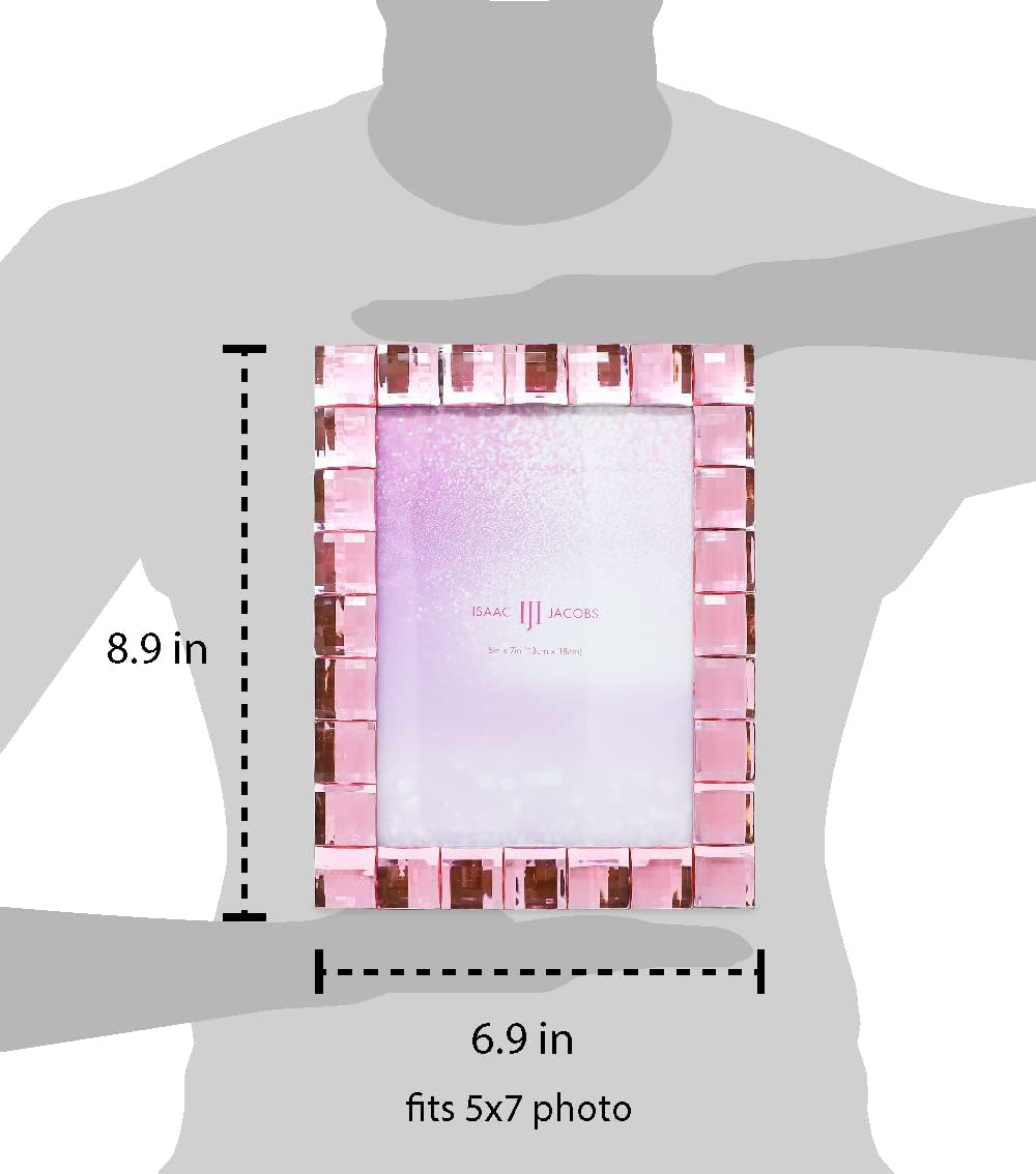 Isaac Jacobs Decorative Sparkling Light Pink Jewel Picture Frame, Photo Display & Home Décor (5x7, Light Pink)