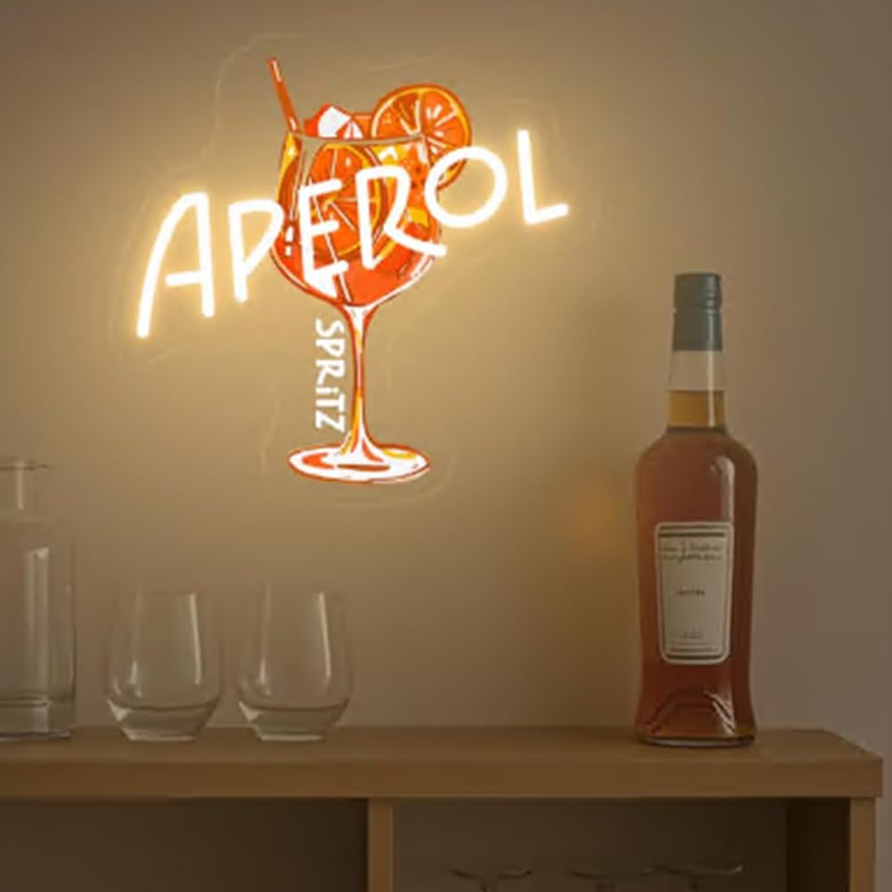 Aperol Spritz Cocktail Neon Sign, Cocktail Room Wall Decor,Aperol Spritz, Cocktail Aperol Spritz Neon Light,Spritz Lover Gifts,Neon Bar Sign Size:20x19inches
