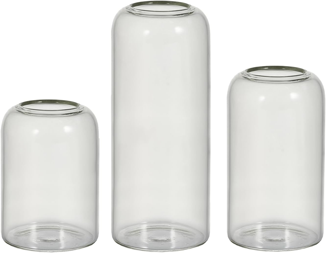 Glass Bud Vases Set of 3 Clear Flower Vase for Centerpieces Shelf, 3.9'' 4.9'' 6.7'' Modern Small Vases for Living Room Bedroom Office Home, Decor for Wedding House Warming Party