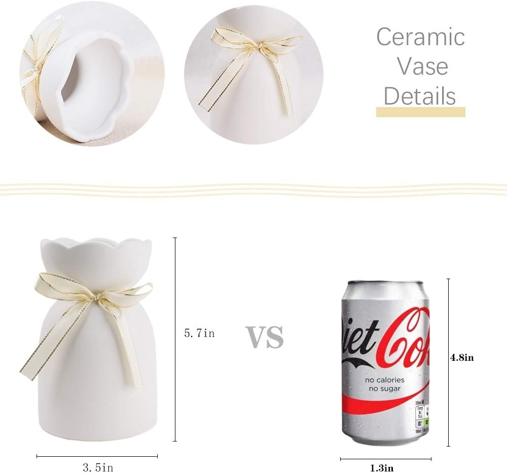 LESING Artificial Silk Rose with Vase Fake Flowers Wedding Flowers Bouquets Arrangement Home Office Party Centerpiece Table Decoration (White)