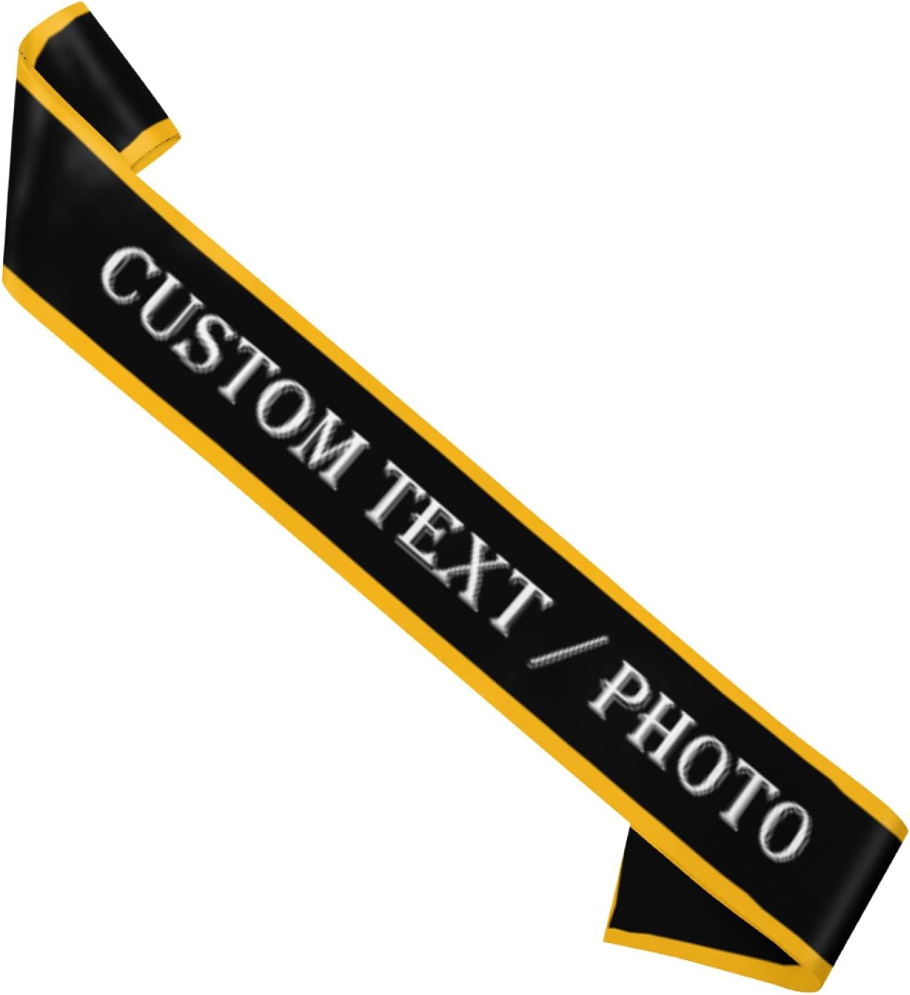 Custom Sash,Personalized Birthday Sash with Text Photo,Customized Bachelorette Sash Quote Sash Bride to Be Sash Color Optional (With decorative edge, Black)