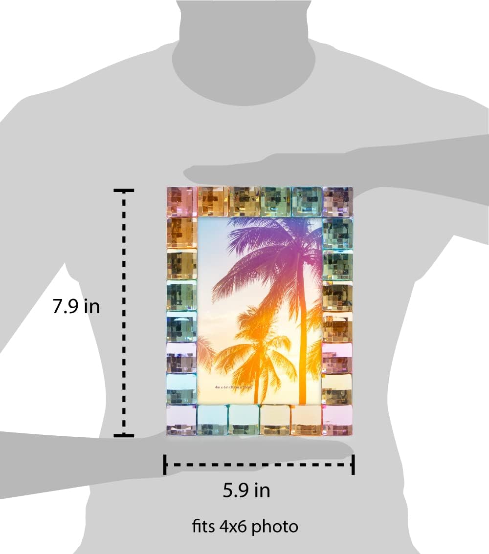 Isaac Jacobs Decorative Sparkling Jewel Picture Frame, Photo Display & Home Décor (4x6, Rainbow)