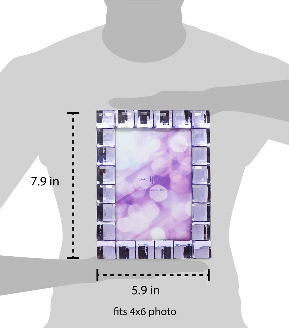 Isaac Jacobs Decorative Sparkling Light Purple Jewel Picture Frame, Photo Display & Home Décor (4x6, Light Purple)