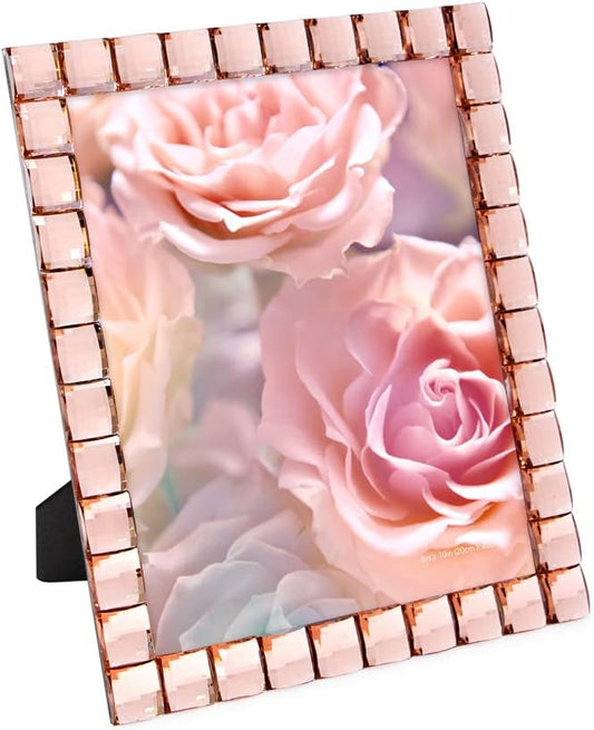 Isaac Jacobs Decorative Sparkling Jewel Picture Frame, Photo Display & Home Décor (8x10, Blush)