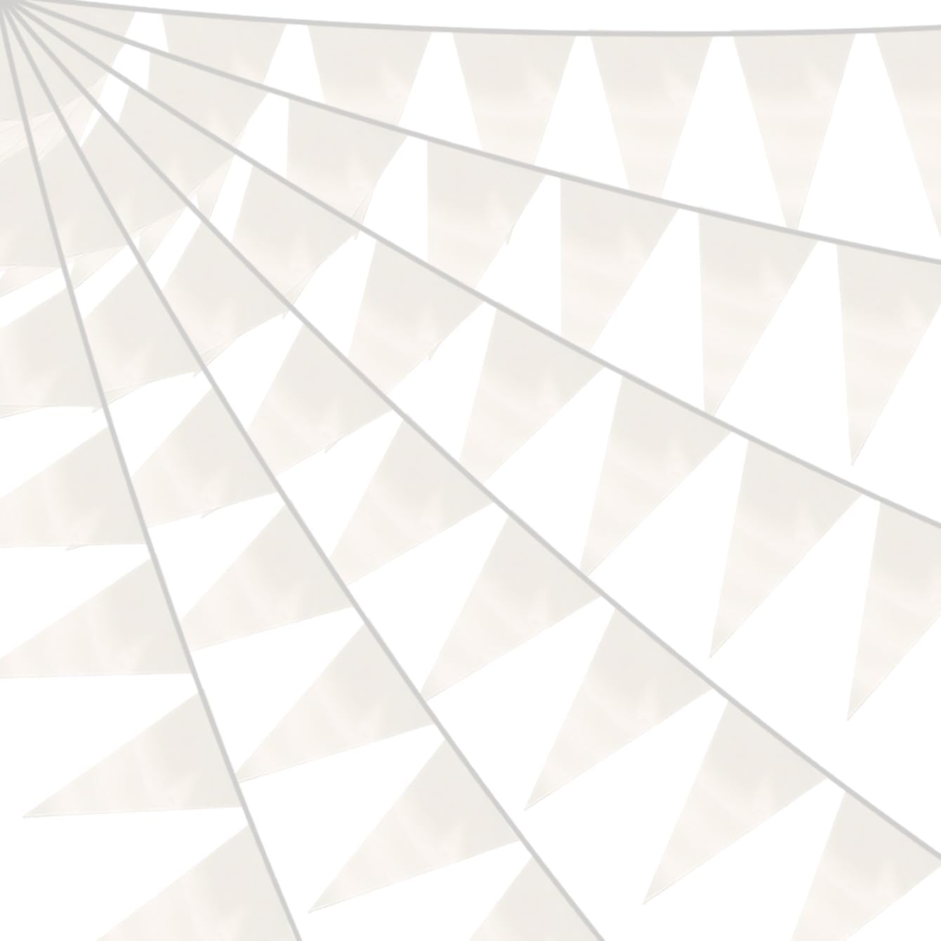 20M/65FT White Triangle Pennant Banner Flag Metallic Fabric Bunting Garland for Christmas Graduation Wedding Engagement Anniversary Bachelorette Birthday Bridal Shower Valentines Hen Party Supplies