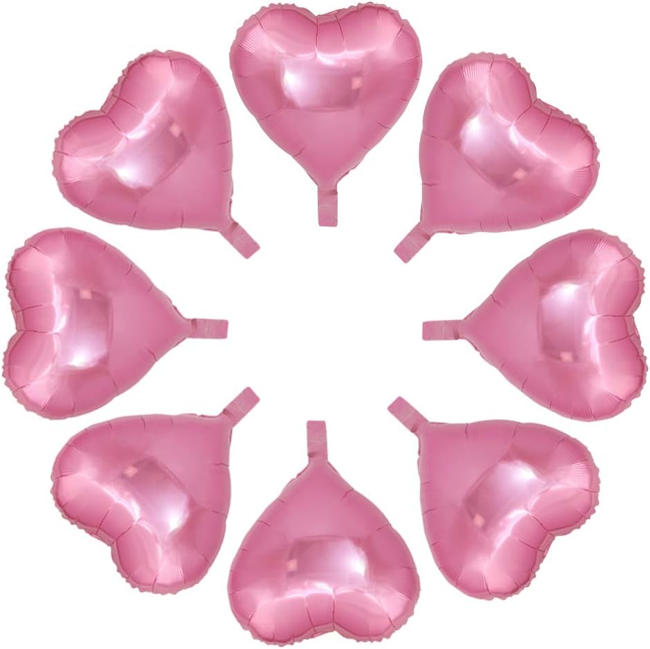 50 Pcs 10 inch Heart Shape Foil Mylar Balloons for Birthday Party Decorations, Wedding Decorations, Engagement Party, Valentine's Day, Celebration, Holiday, Show, Party Activities (Pink)