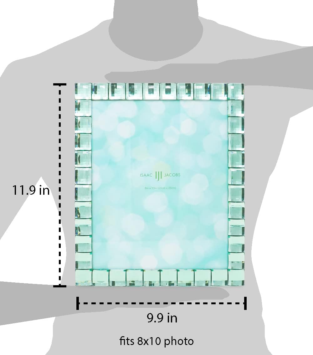 Isaac Jacobs Decorative Sparkling Light Green Jewel Picture Frame, Photo Display & Home Décor (8x10, Light Green)