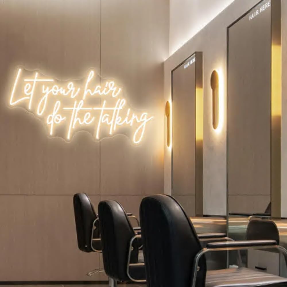 Let your hair do the Talking Neon Sign, Hair Salon Neon Beauty Room Decor, Beauty Salon Wall Sign Size:20 x 11inches