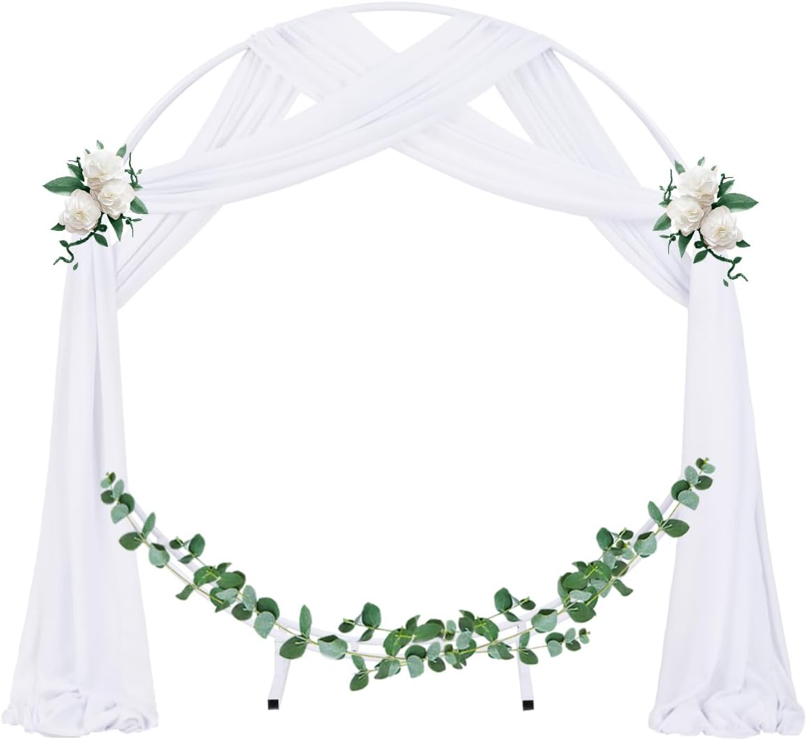 Socomi Wedding Arch Draping Fabric 1 Panel 29" x 19Ft White Sheer Chiffon Curtain Drapes 6 Yards for Wedding Ceremony Birthday Party Decoration