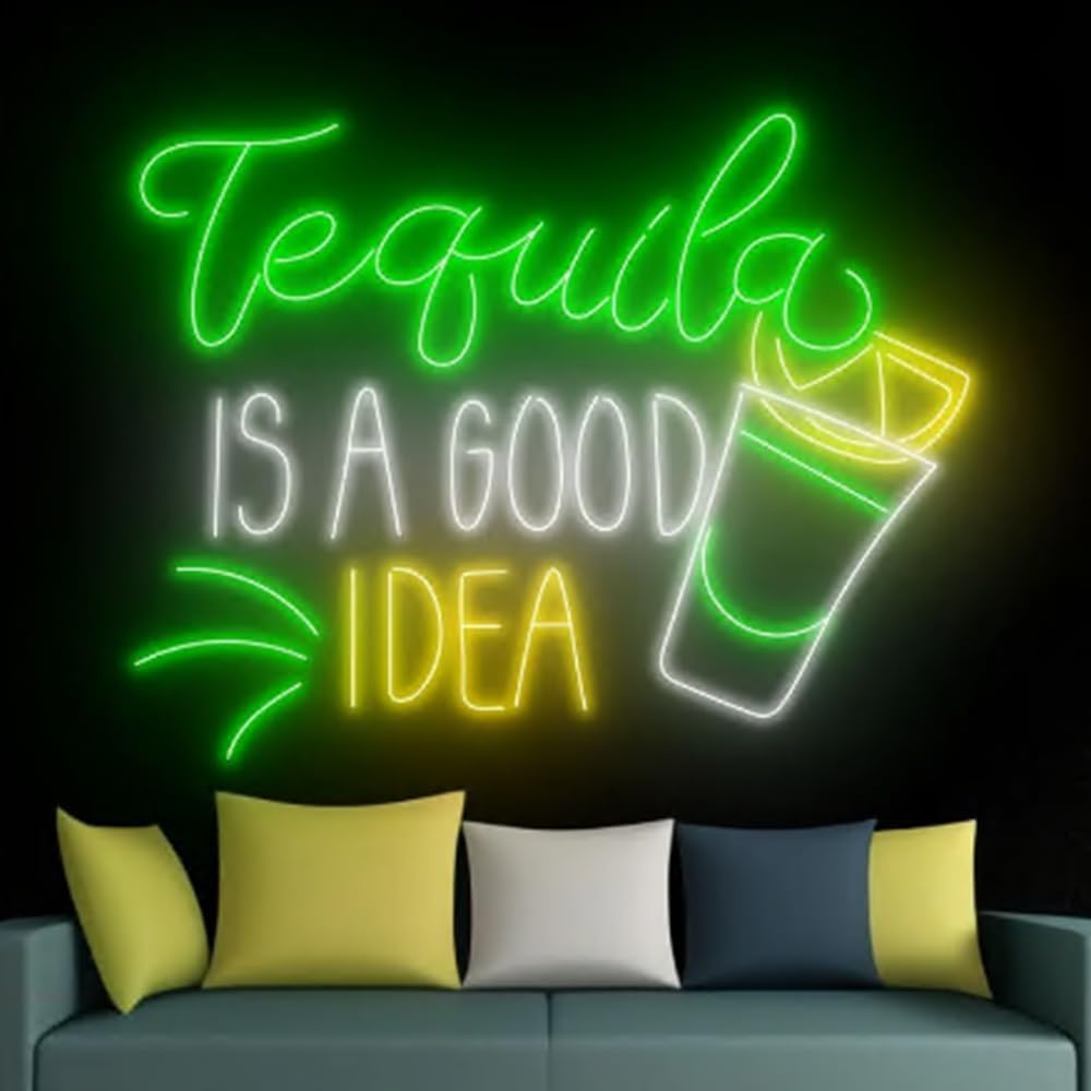Tequila Is A Good Idea Neon Wall Sign, Tequila Led Wall Sign, Cocktail Neon Wall Light, Liquor Wall Sign, Bar Pub Sign, Event Party Décor Size:20inch
