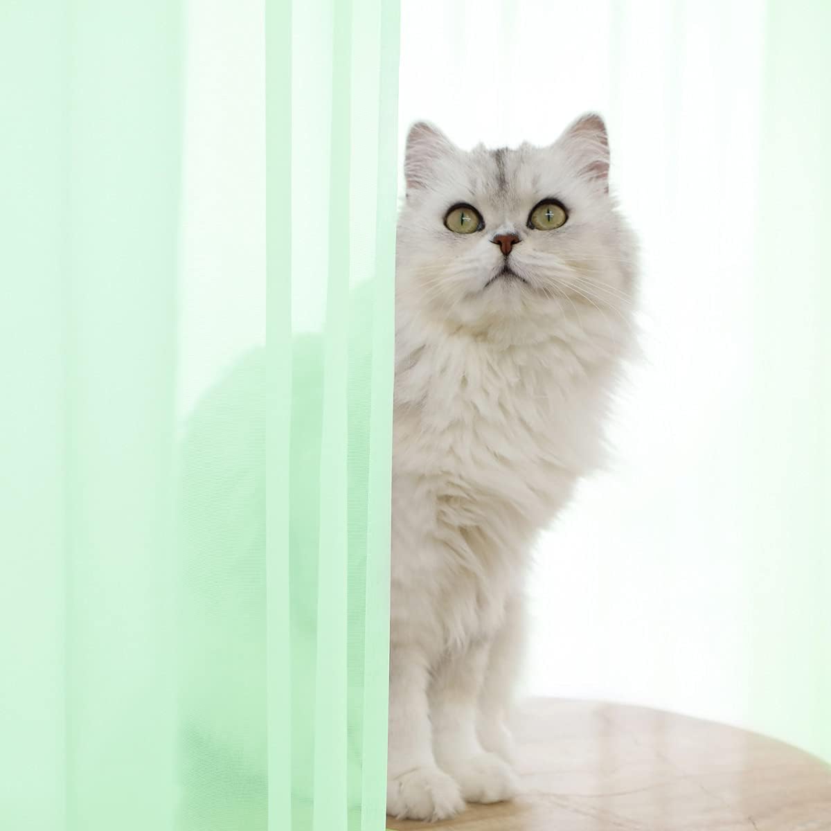 Window Light Green Sheer Curtains 72 Inches Long 2 Panels Sheer Curtain Basic Rod Pocket Panel for Bedroom Children Living Room Yard Kitchen (Light Green, 52" W x 72" L | 2 pcs)