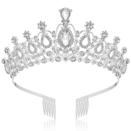 Makone Crowns for Women Princess Tiaras for Girls Queen Crown and Comb Tiara for Wedding Birthday Pageant Bridal Prom Christmas Gift (Style5-Silver)