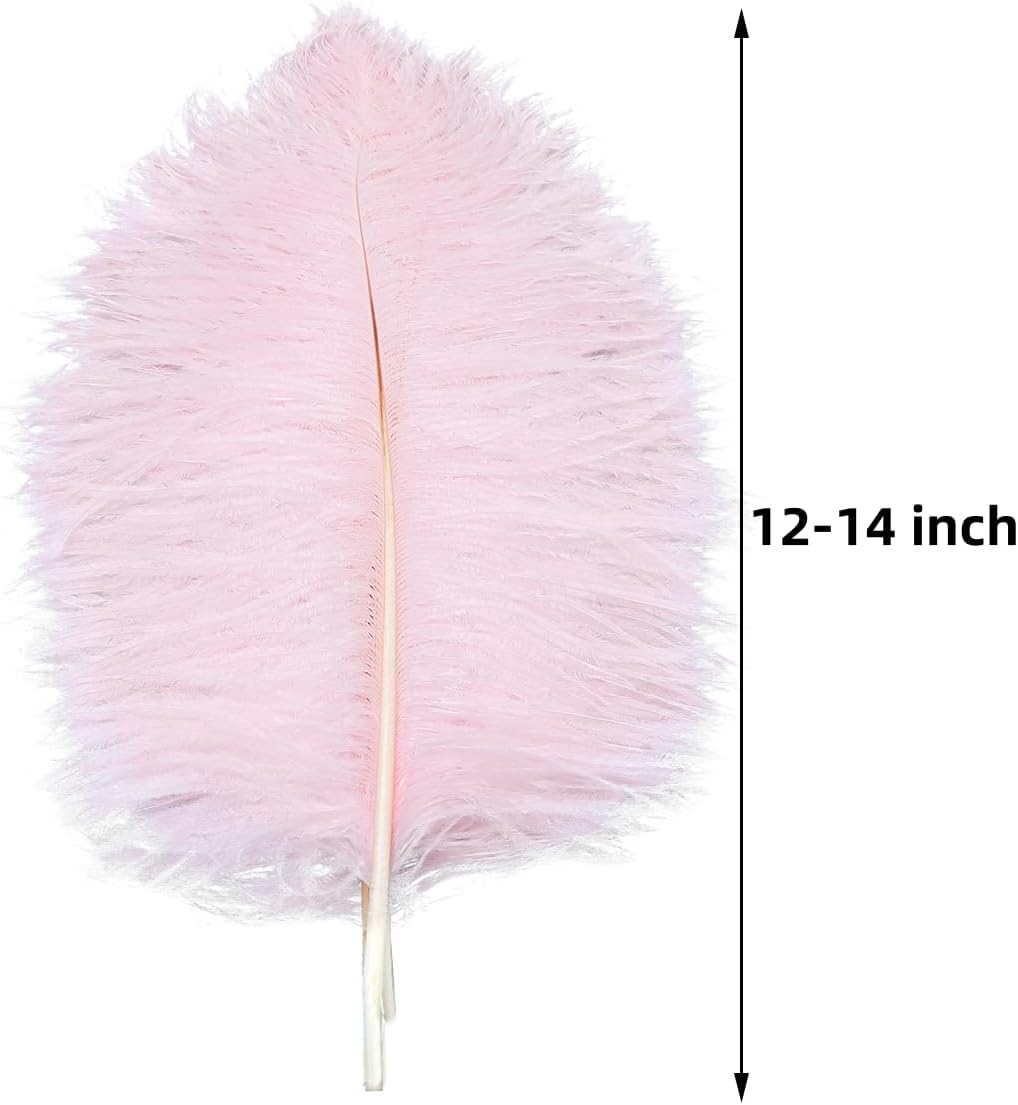 Ballinger Light Pink Ostrich Feathers - 24Pcs 12-14inch Large Feathers for Crafts,Party Centerpieces,Wedding and Home Decor