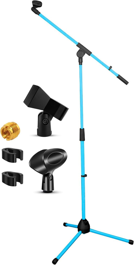 5 Core Tripod Mic Stand Floor Adjustable 18 to 72 Inches Sturdy Boom Arm Holder Microphone Stands Pedestal Para Microfono for Singing - MS 080 SKY BLU