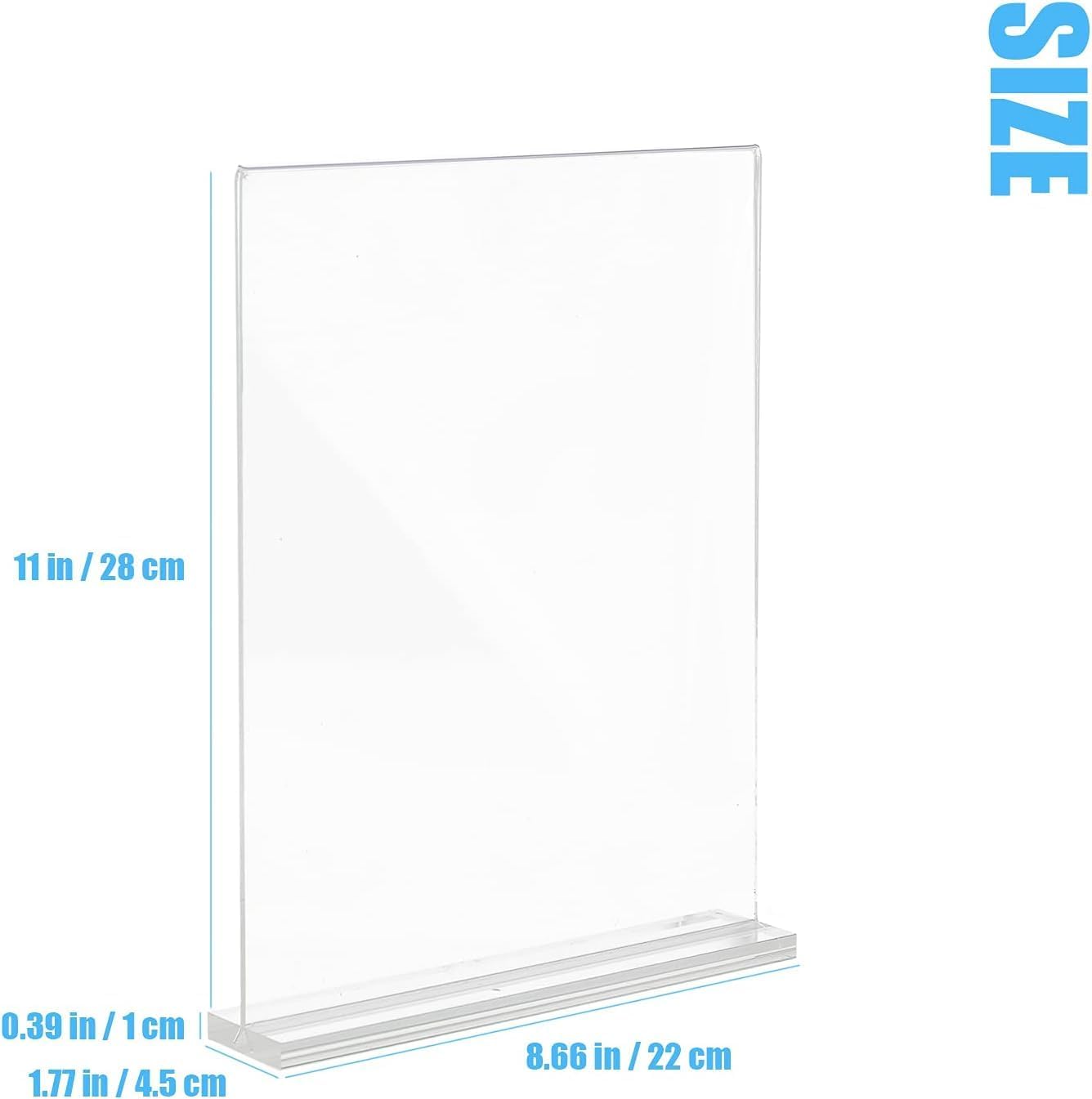 Acrylic Sign Holder, 8.5 x 11 inches Clear Table Menu Display Stand Desktop Display Stand Paper Holder Table Top Sign Holder Suitable for Restaurants, Office, Home, Store (18 pcs)